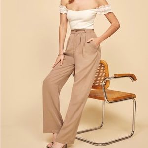 Reformation Mason Twill Khaki Pant Sz 6